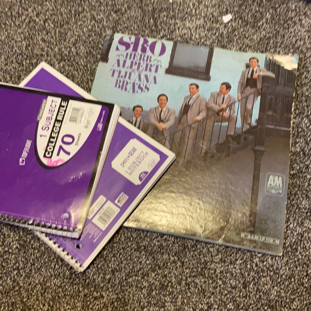 Two notebooks and a record